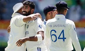 India leads by 46 runs in the first innings after Australia is bundled out for 104.